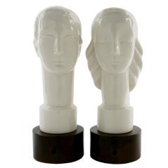 Porcelain Lenox  Art Deco Lamps of a Man and Woman