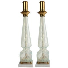 Vintage Pair of Opalescent Italian Glass Lamps