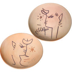 Pair of Jean Cocteau Ceramic Chargers