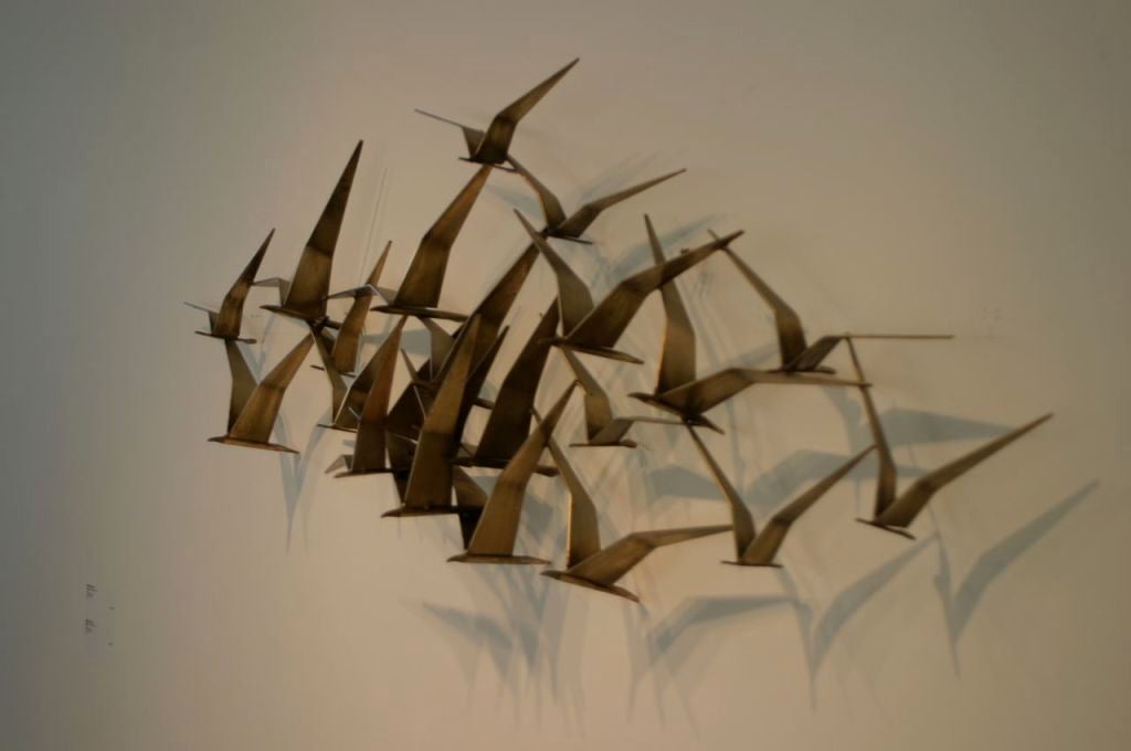 Brass C. Jere wall sculpture of birds in flight