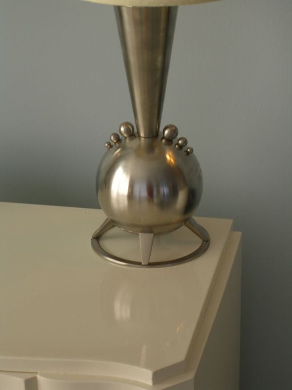 American Pair of Art Deco nickel lamps