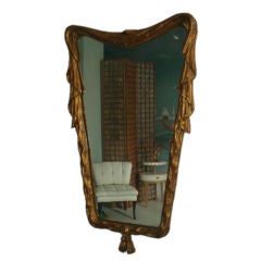 Vintage 1940
s  Drapery edge Mirror with tassles at the bottom