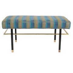 Harvey Probber bench with dark mahogany legs and brass details