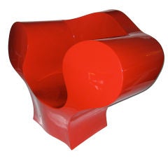 BIG EASY-RED LACQUERED ARM CHAIR BY RON ARAD