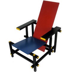 Vintage RED 
BLUE LOUNGE CHAIR BY GERRIT RIETVELD