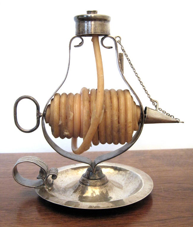 Unusual 19th c. Silver Candle Burner