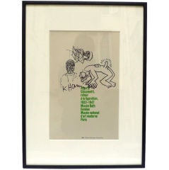 Original KEITH HARING drawing on Giacometti catalog cover