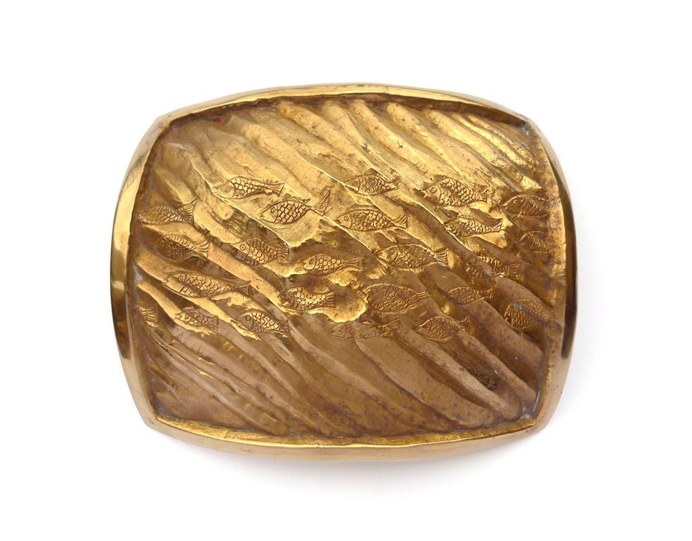 "LA MER" Rare LINE VAUTRIN gilt bronze tray