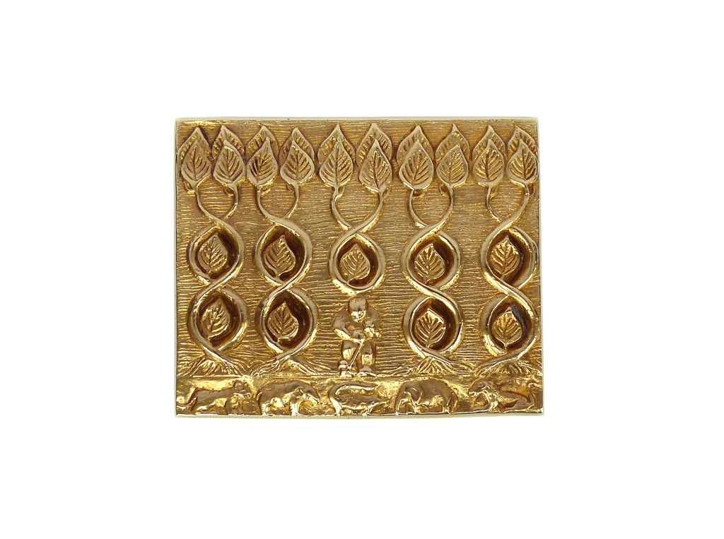 LINE VAUTRIN "The Tiller Of The Forest" gilt bronze box