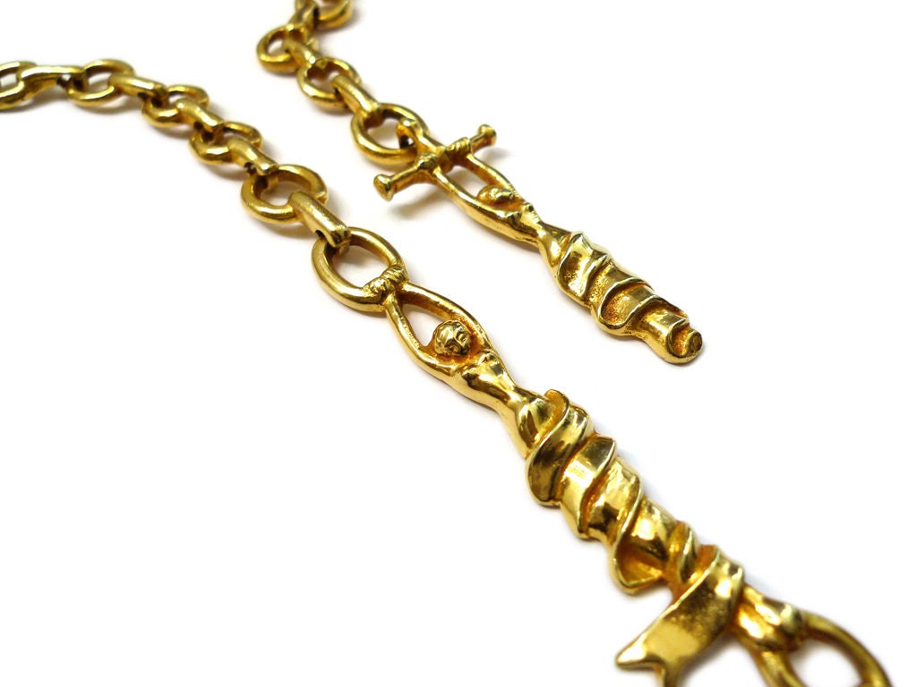 LINE VAUTRIN "The Trapeze Artists" gilt bronze necklace/belt