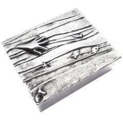 LINE VAUTRIN "The Hand With Fish" silvered bronze box