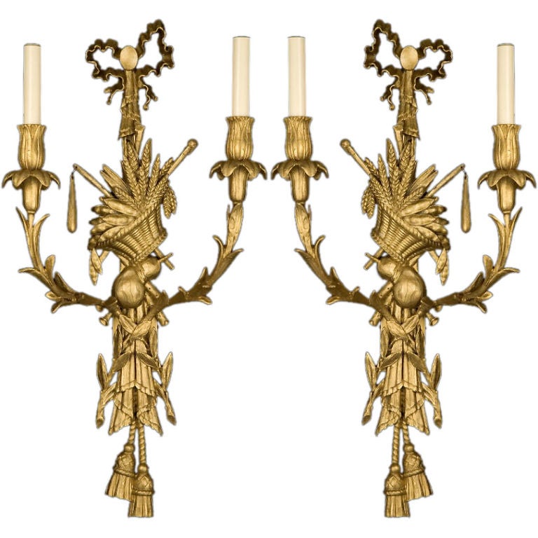 Carved Wood Caldwell Sconces For Sale