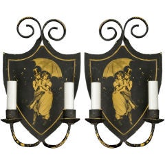 Painted Wrought iron sconces (pair)