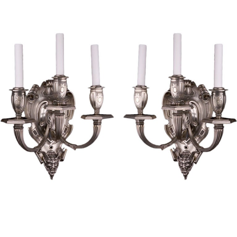 Pair Of Bronze Baroque Style Sconces For Sale