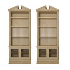 Pair of broken pediment bookcases