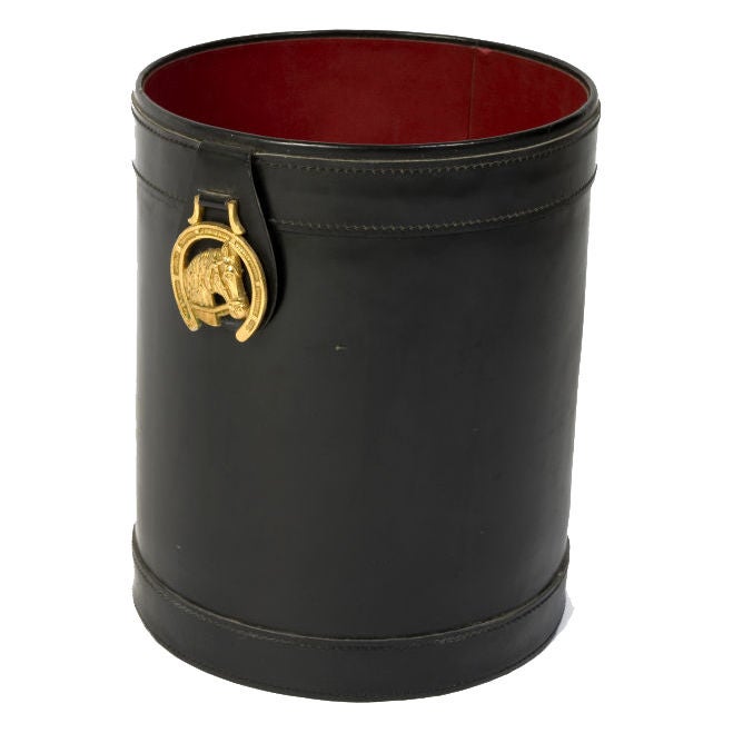 Very Chic Hermes/Gucci-like Leather Trash Can at 1stDibs | gucci trash can,  hermes trash can, chic trash can