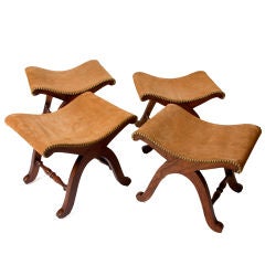 Set of 4 Suede Stools