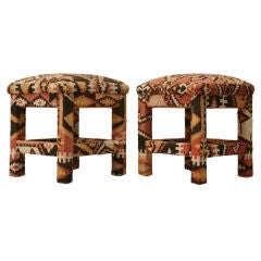 c.1970 Pair of Kilim Upholstered Stools by Karl Mann
