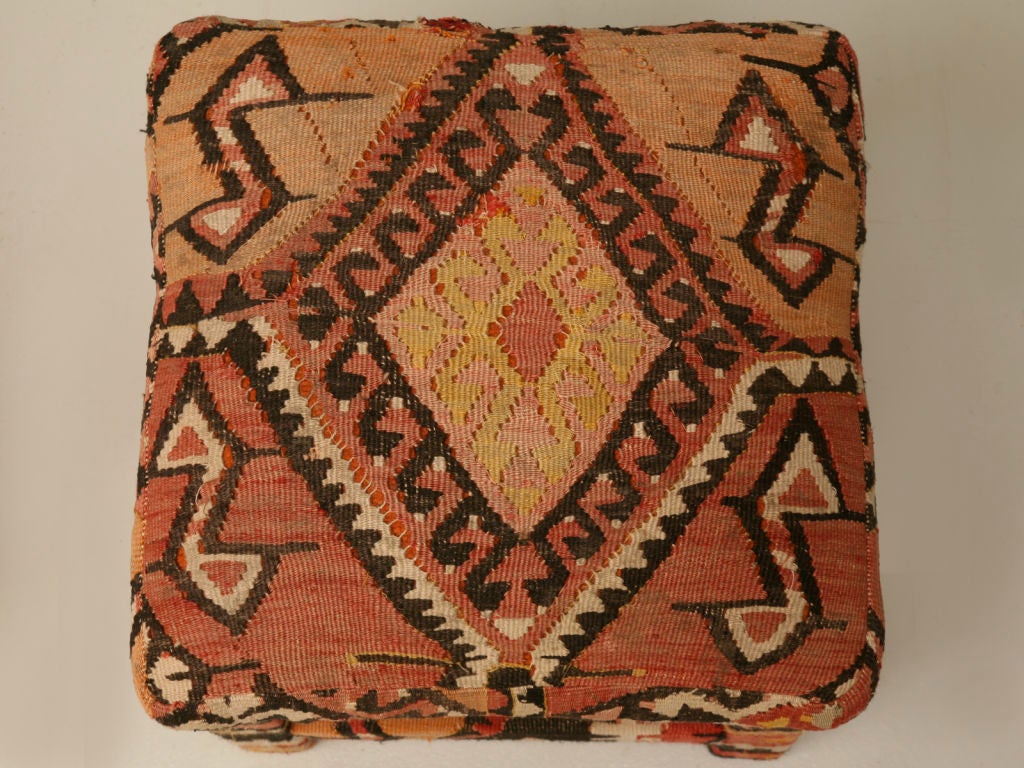 c.1970 Pair of Kilim Upholstered Stools by Karl Mann 2