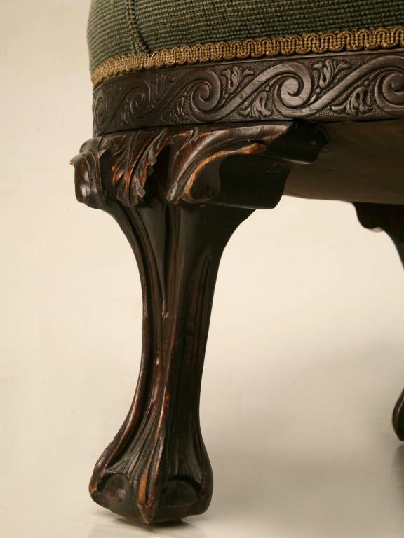 c.1870 Antique English Chippendale Kidney Shaped Bench 4