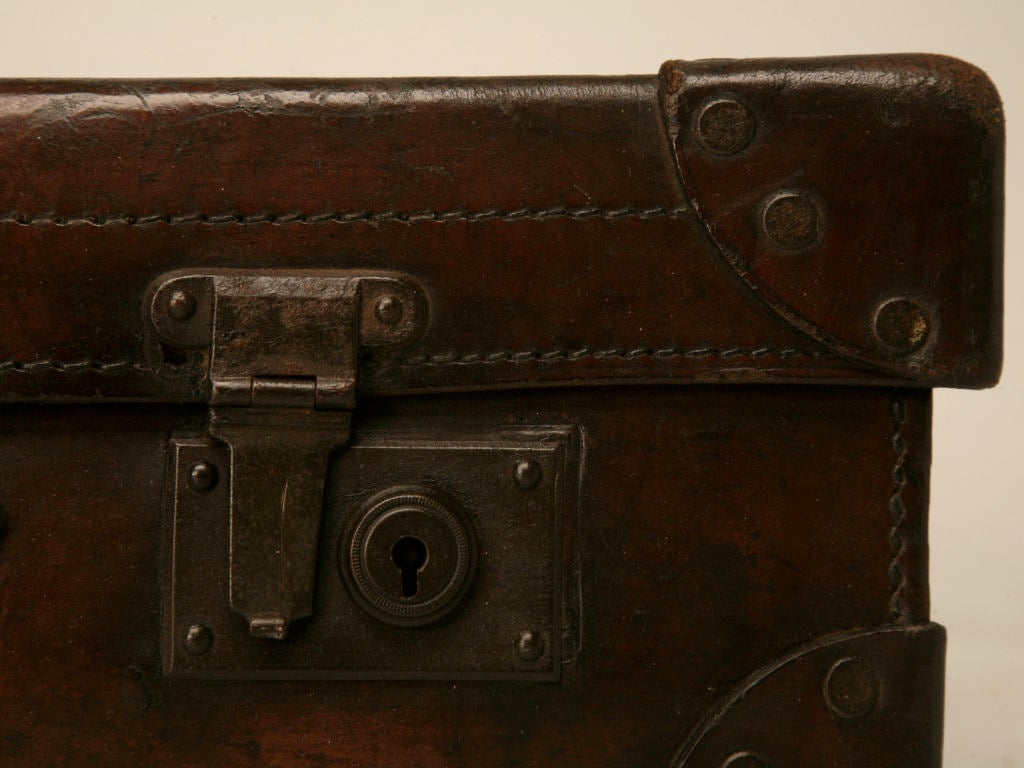 c.1900 Antique Irish Leather Suitcase 1