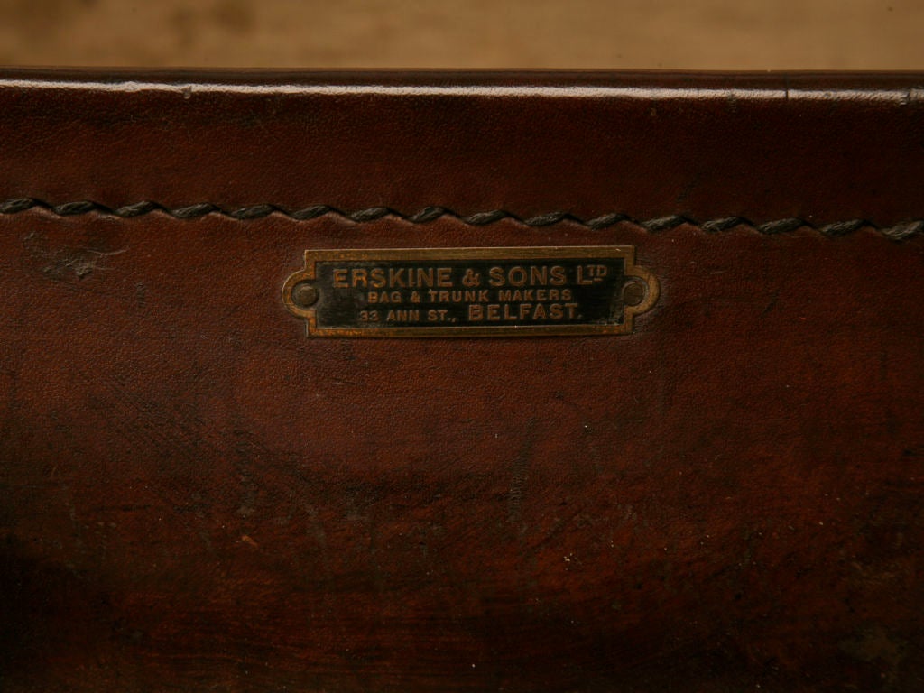 c.1900 Antique Irish Leather Suitcase 2
