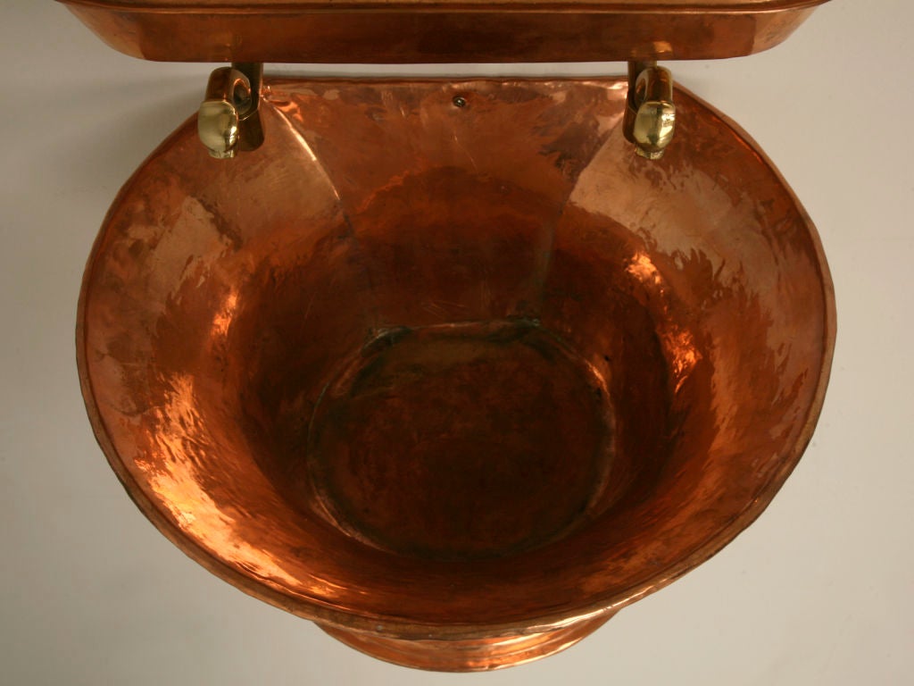 c.1780 Original French Copper Lavabo w/Brass Accents 1
