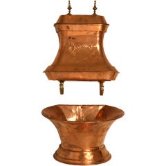 Antique c.1780 Original French Copper Lavabo w/Brass Accents