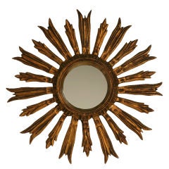 Vintage Italian Carved and Gilded Sunburst Mirror