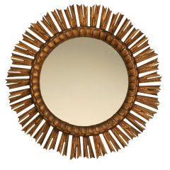 Vintage Italian Carved and Gilded Sunburst Mirror