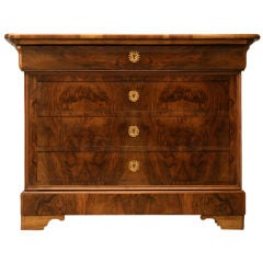 c.1870 Antique French Louis Philippe Burled Walnut Commode