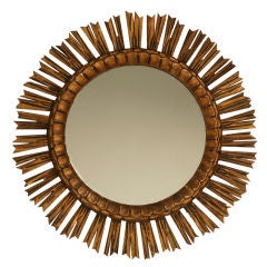 Vintage Italian Carved and Gilded Sunburst Mirror