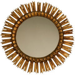 Vintage Italian Carved and Gilded Sunburst Mirror