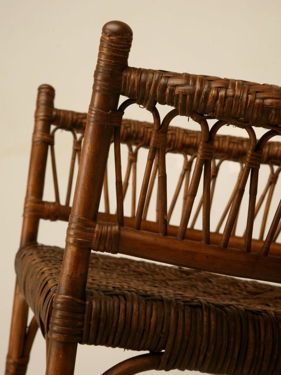 20th Century c.1920 American Hickory, Oak & Rattan Rocking Chair