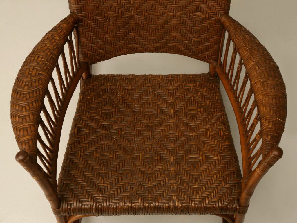 c.1920 American Hickory, Oak & Rattan Rocking Chair 1