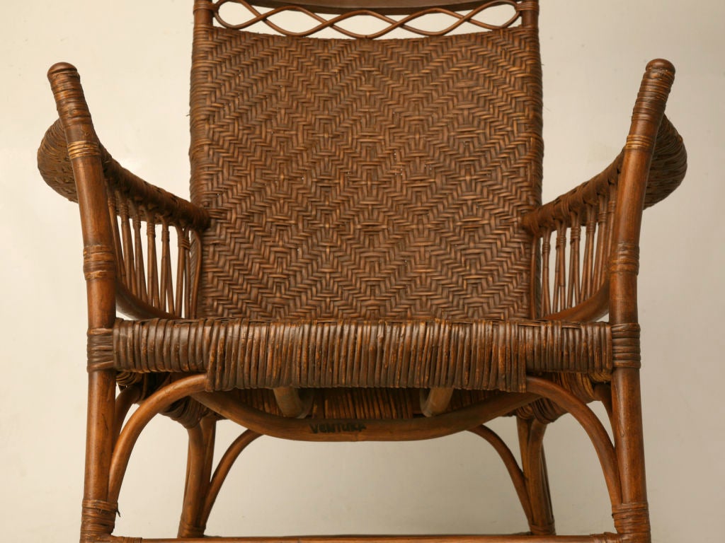 c.1920 American Hickory, Oak & Rattan Rocking Chair 2