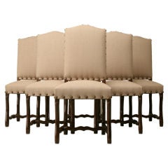 c.1900 Set of Six Restored French Oak Os de Mouton Side Chairs