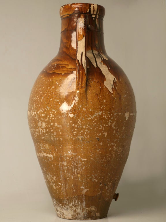 Italian Enameled Terracotta Olive Oil Jar from Puglia Region 1