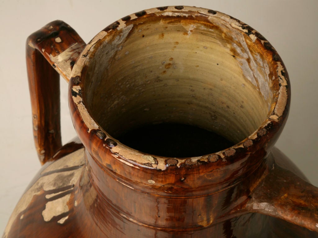 Italian Enameled Terracotta Olive Oil Jar from Puglia Region 2