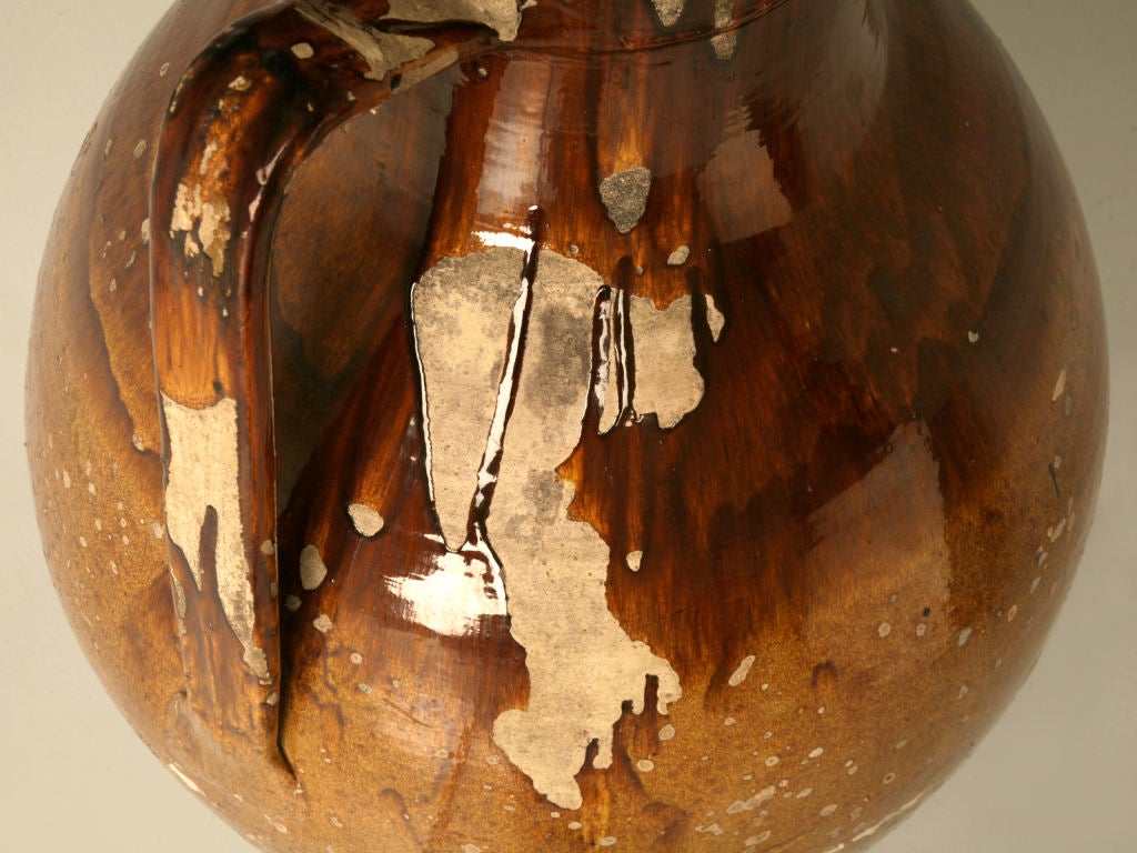 Italian Enameled Terracotta Olive Oil Jar from Puglia Region 5