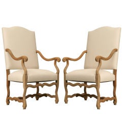 c.1890 Pair of Antique French Os de Mouton Throne Chairs