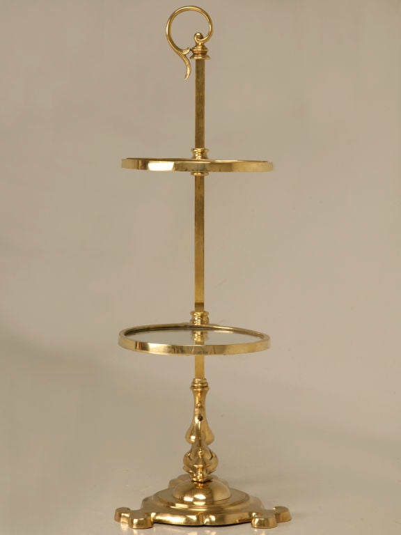 c.1900 Antique English Solid Brass Two-Tier Display Stand