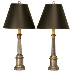 c.1940 Pair of Restored Vintage French Column-Form Lamps