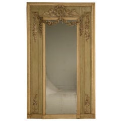 18th C. French Original Paint Mirror w/Rose & Leaf Relief