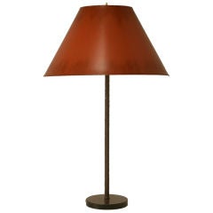 c.1970 Vintage French Woven Leather Table Lamp