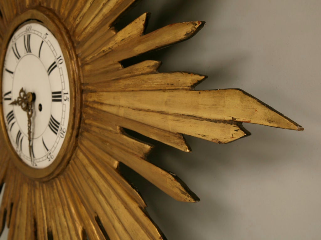 French Water Gilded Sunburst Clock, circa 1890 2