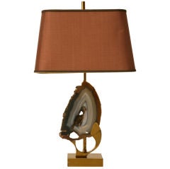 c.1970 Willy Daro Brass and Agate Lamp