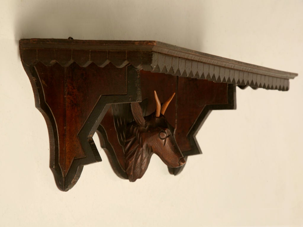 c.1890 Austrian Black Forest Folk Art Shelf w/Carved Deer
