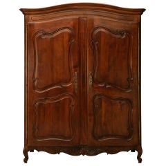 Antique c.1920 French Louis XV Bonnet-Topped Cherrywood Armoire