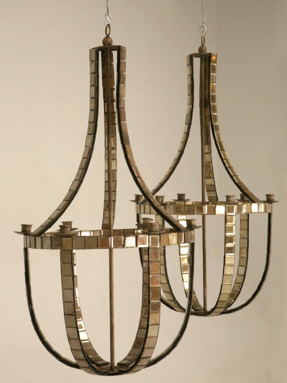 Fabulous Vintage French Mirrored 6-Light Chandelier 7